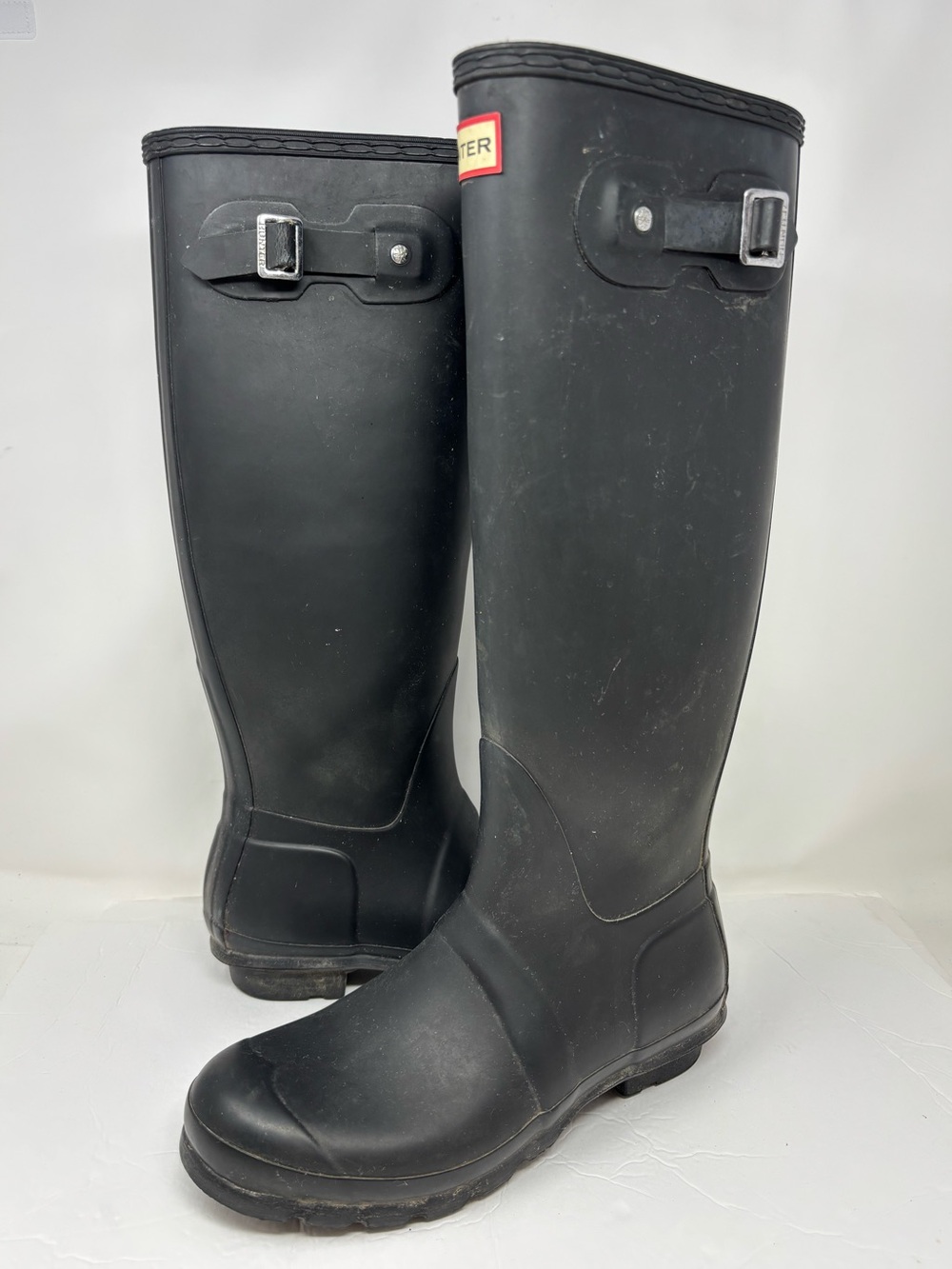 Hunter Original Tall Rain Boots Women’s Size 8 Black Matte‎ Waterproof Pull On